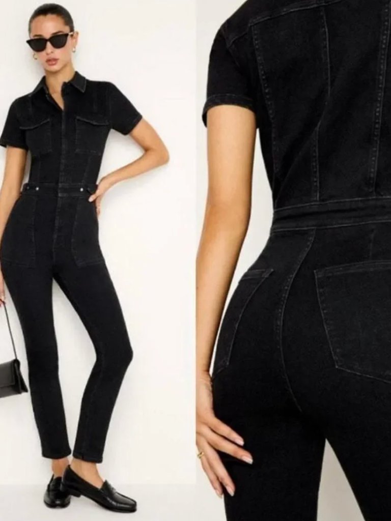 Good American, Jean Jumpsuit (Black, Size 3)